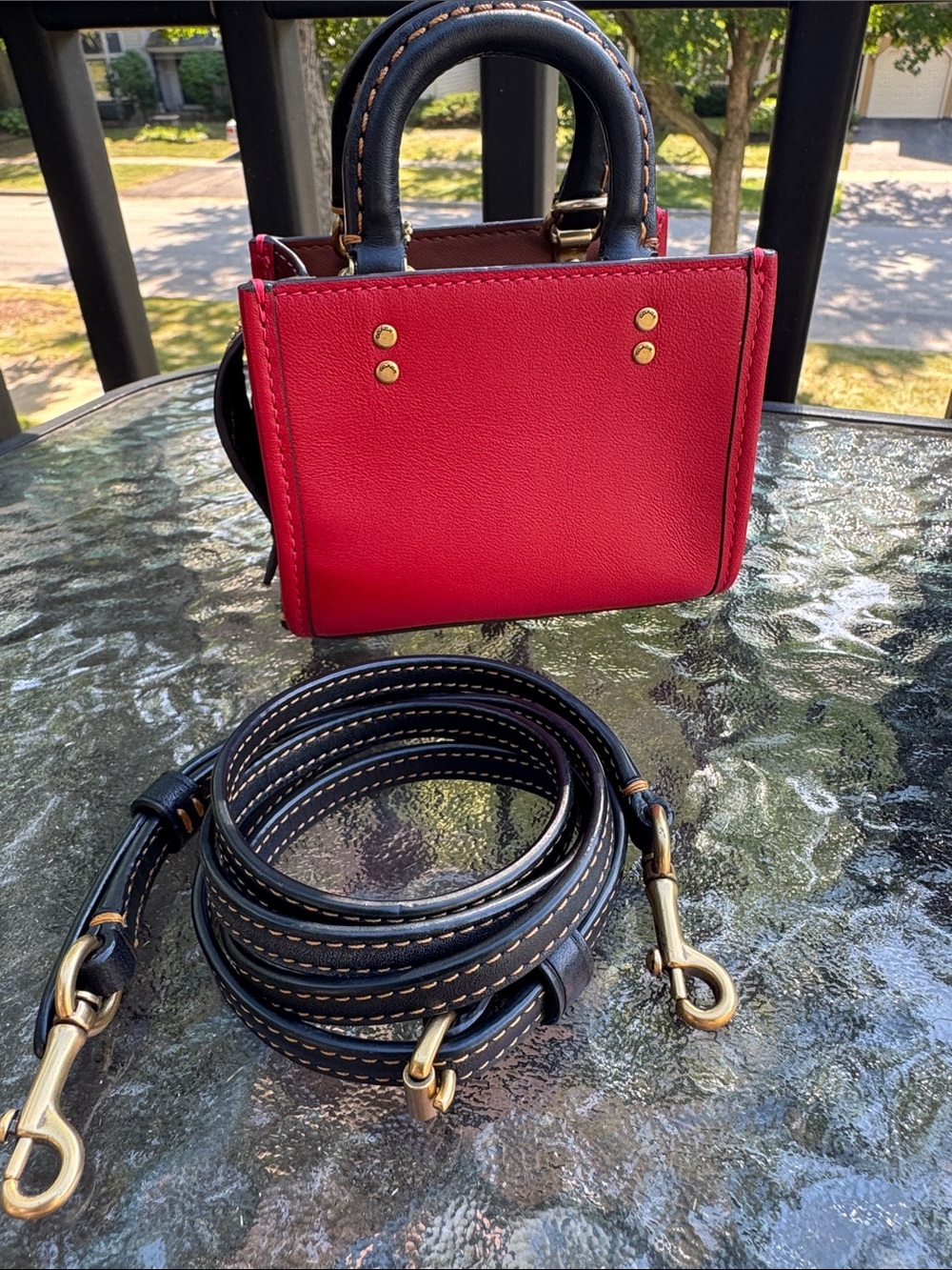 COACH Rogue 12 (tiny) in Glovetanned SMOOTH Brick Red Colorblock NEW, NWOT - Picture 3 of 13